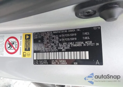 2015 Lexus Rx 450H from USA, damaged, VIN 2T2BC1BA1FC007075